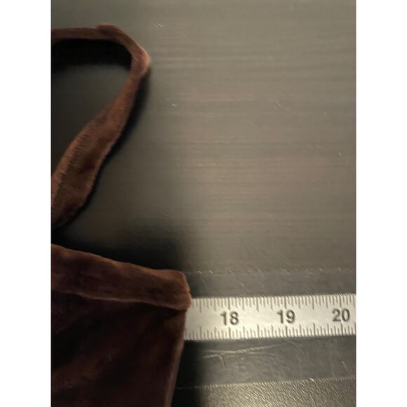 Vintage Be Right Back Womens Crop Top Large Brown Velvet Strappy Deadstock Y2K - Picture 5 of 7